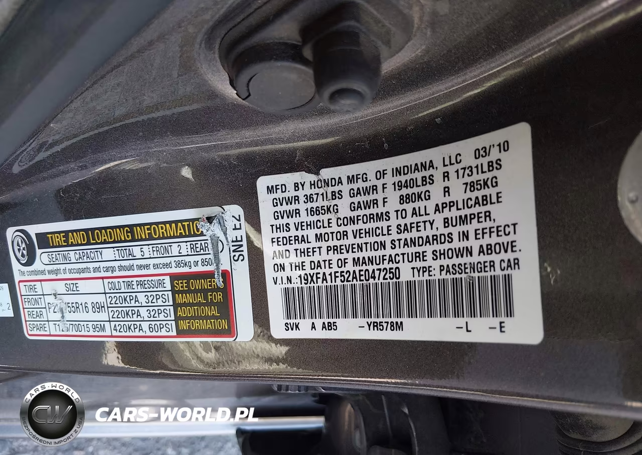 2010 Honda Civic Lx VIN:19XFA1F52AE047250 - 9