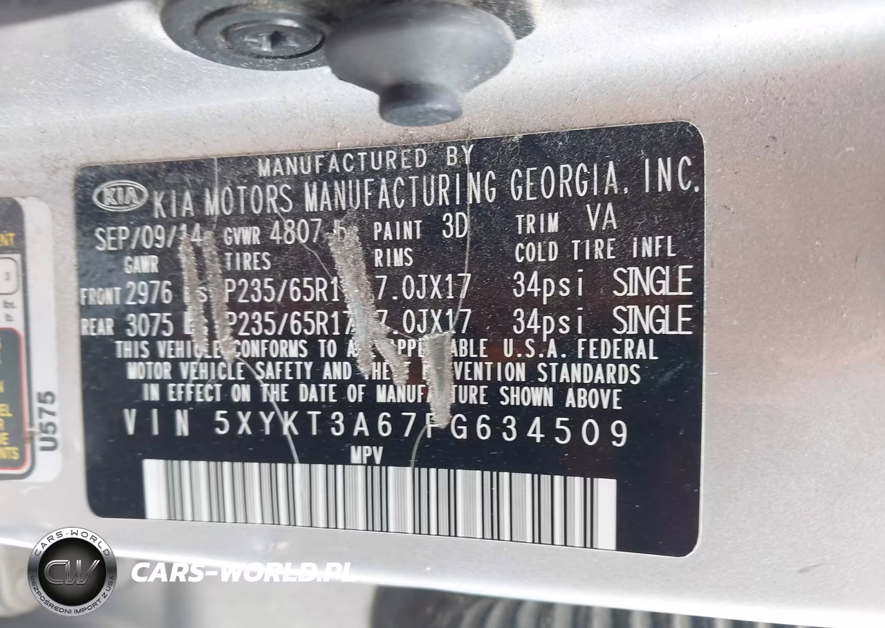2015 Kia Sorento Lx VIN:5XYKT3A67FG634509 - 9
