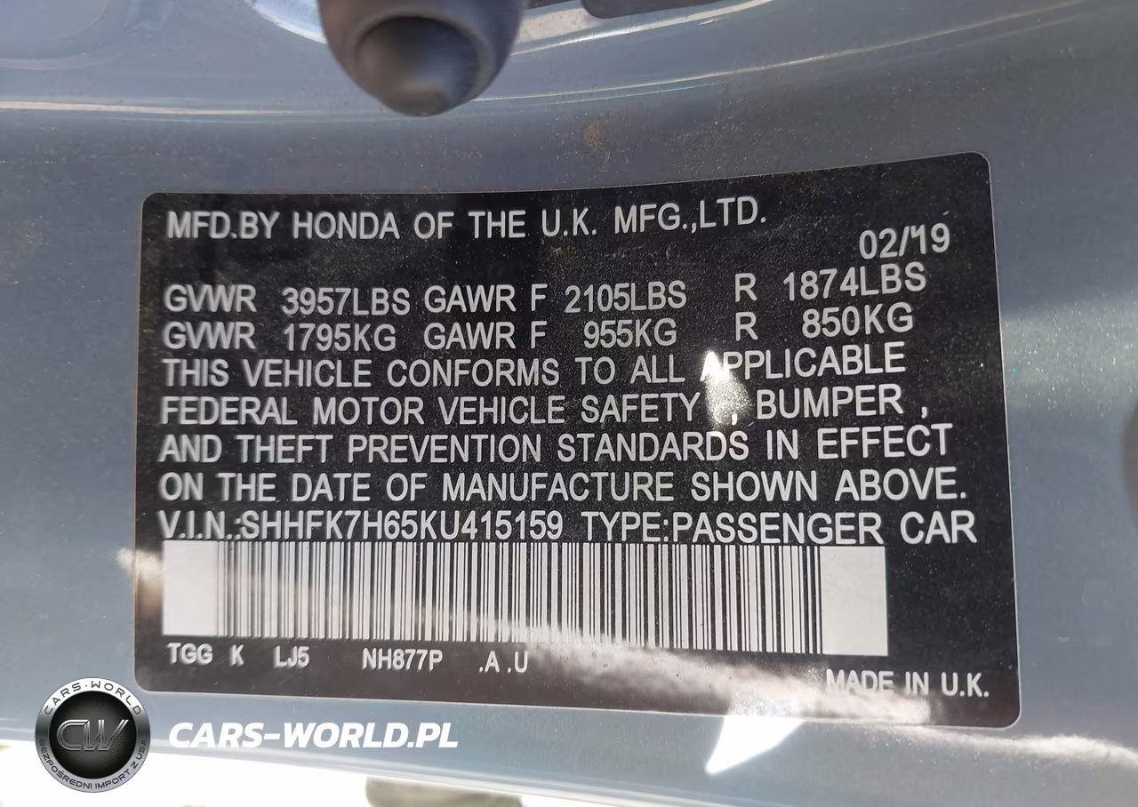 2019 Honda Civic Ex VIN:SHHFK7H65KU415159 - 9