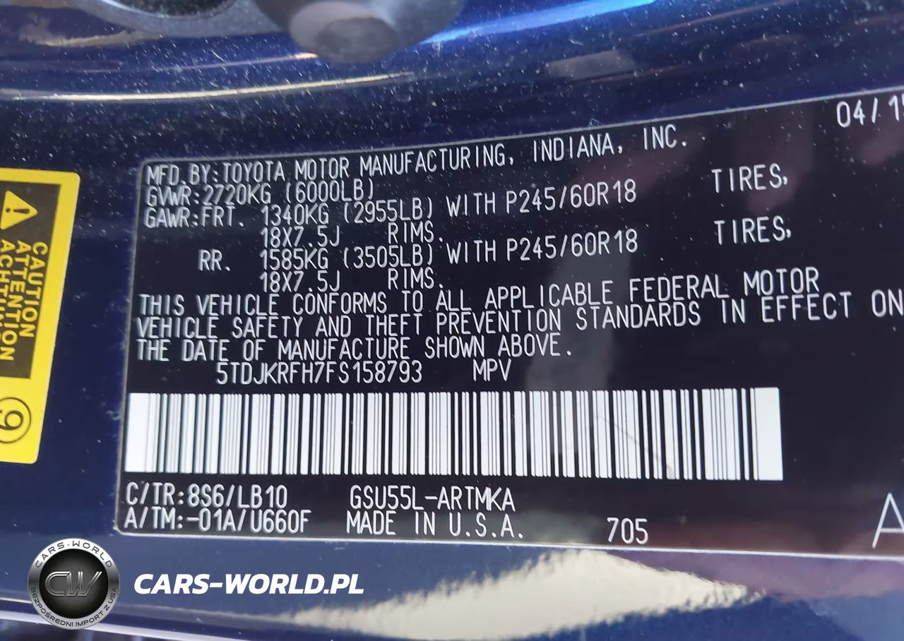 2015 Toyota Highlander Xle V6 VIN:5TDJKRFH7FS158793 - 9