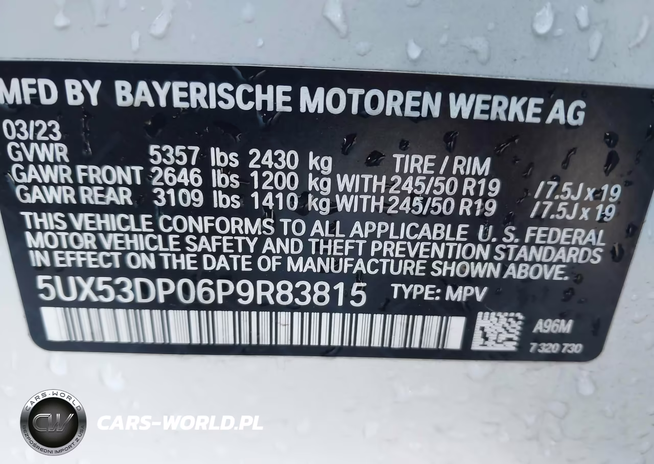 2023 BMW X3 xDrive30I VIN:5UX53DP06P9R83815 - 9