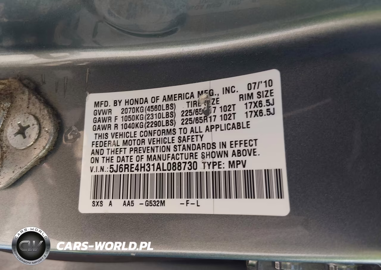 2010 Honda Cr-V Lx VIN:5J6RE4H31AL088730 - 9