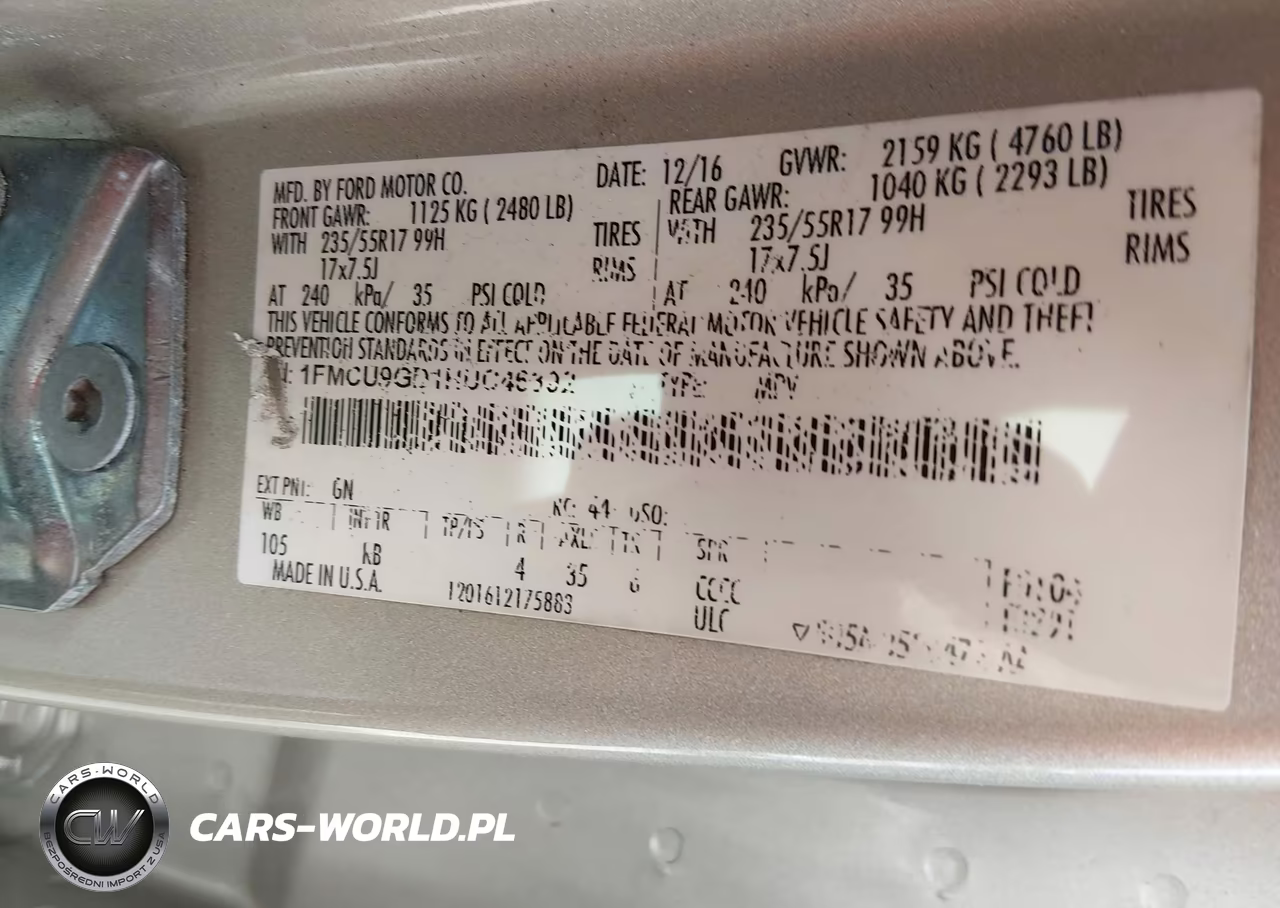 2017 Ford Escape Se VIN:1FMCU9GD1HUC46392 - 9