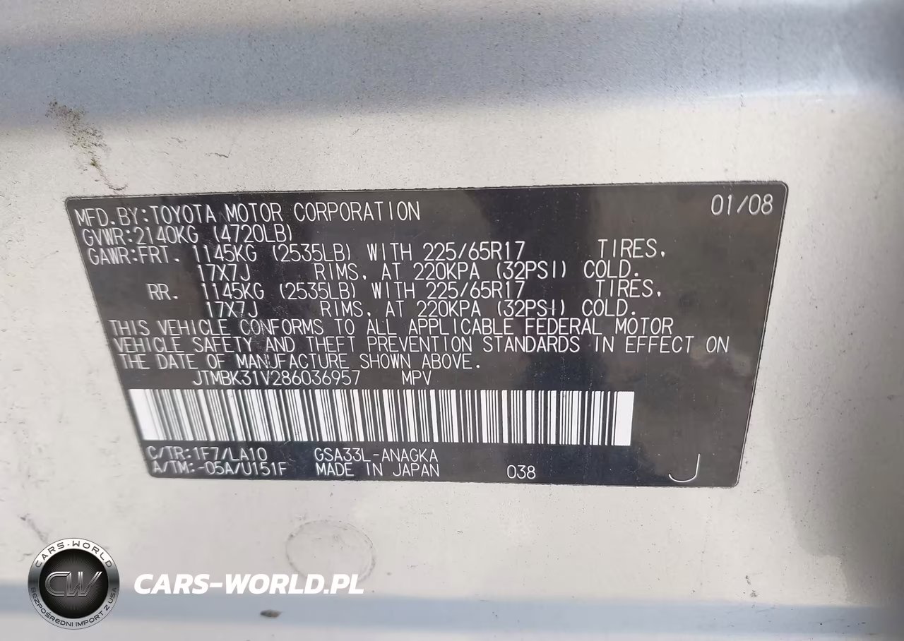 2008 Toyota Rav4 Ltd VIN:JTMBK31V286036957 - 9
