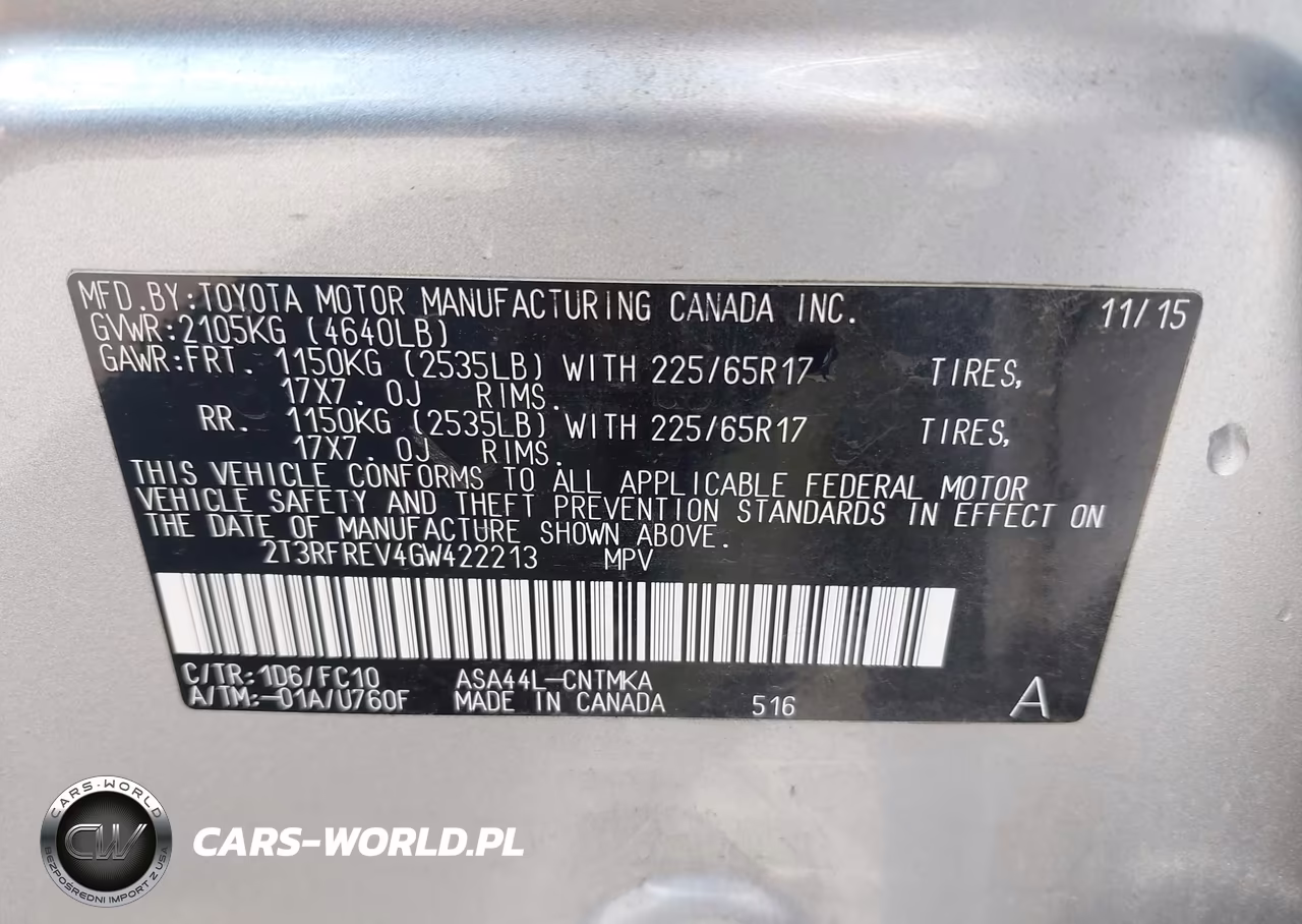 2016 Toyota Rav4 Xle VIN:2T3RFREV4GW422213 - 9