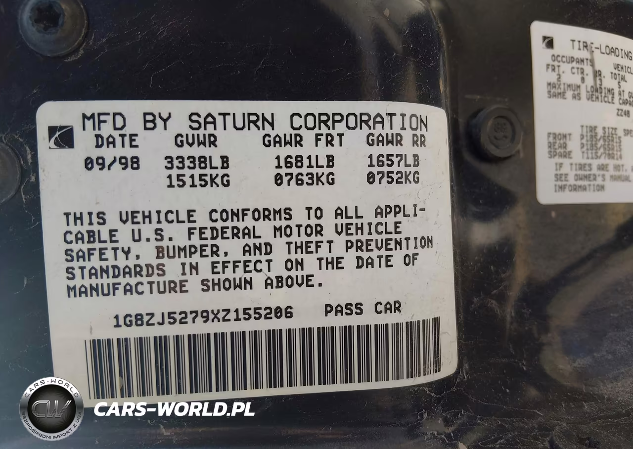 1999 Saturn Sl2 VIN:1G8ZJ5279XZ155206 - 9
