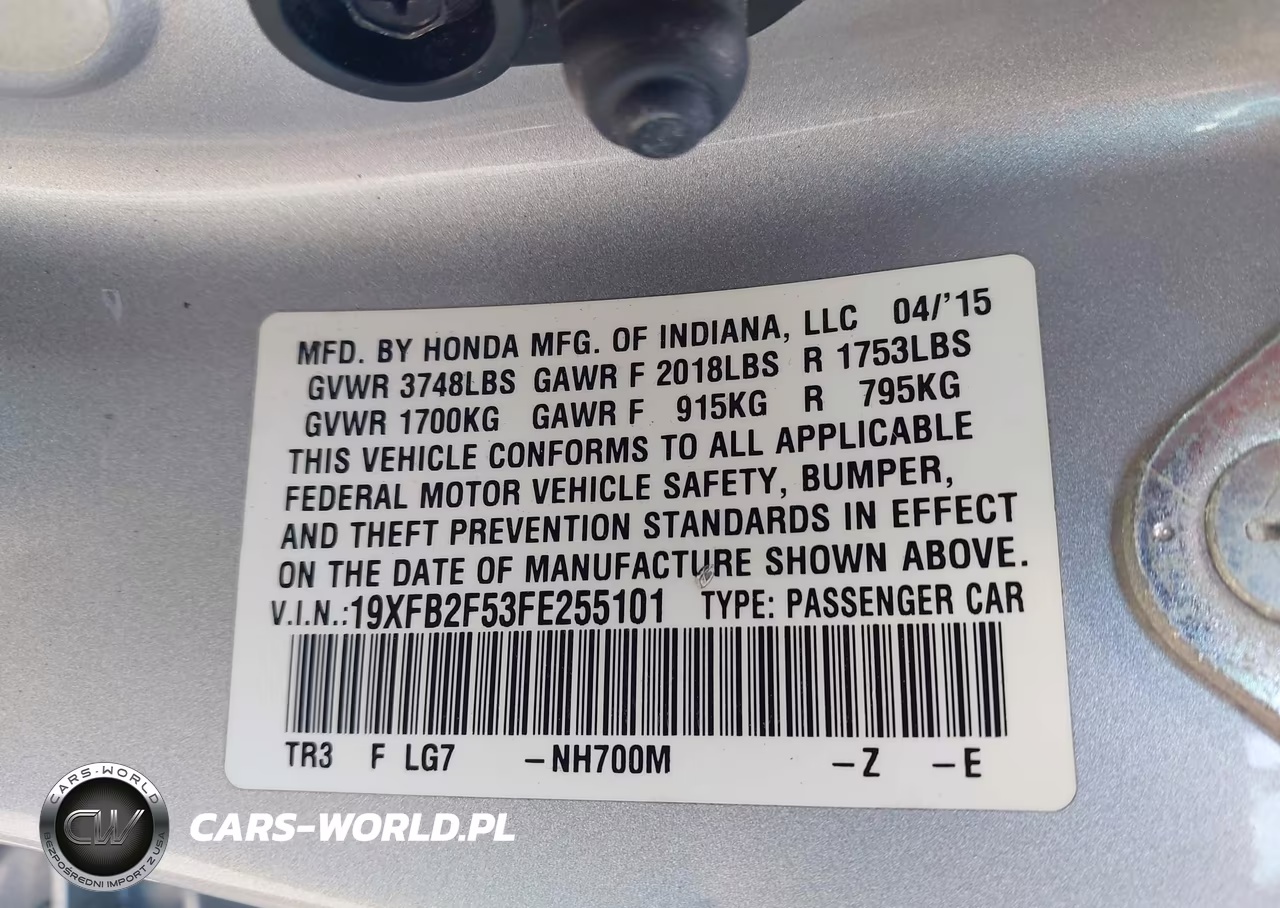 2015 Honda Civic Lx VIN:19XFB2F53FE255101 - 9
