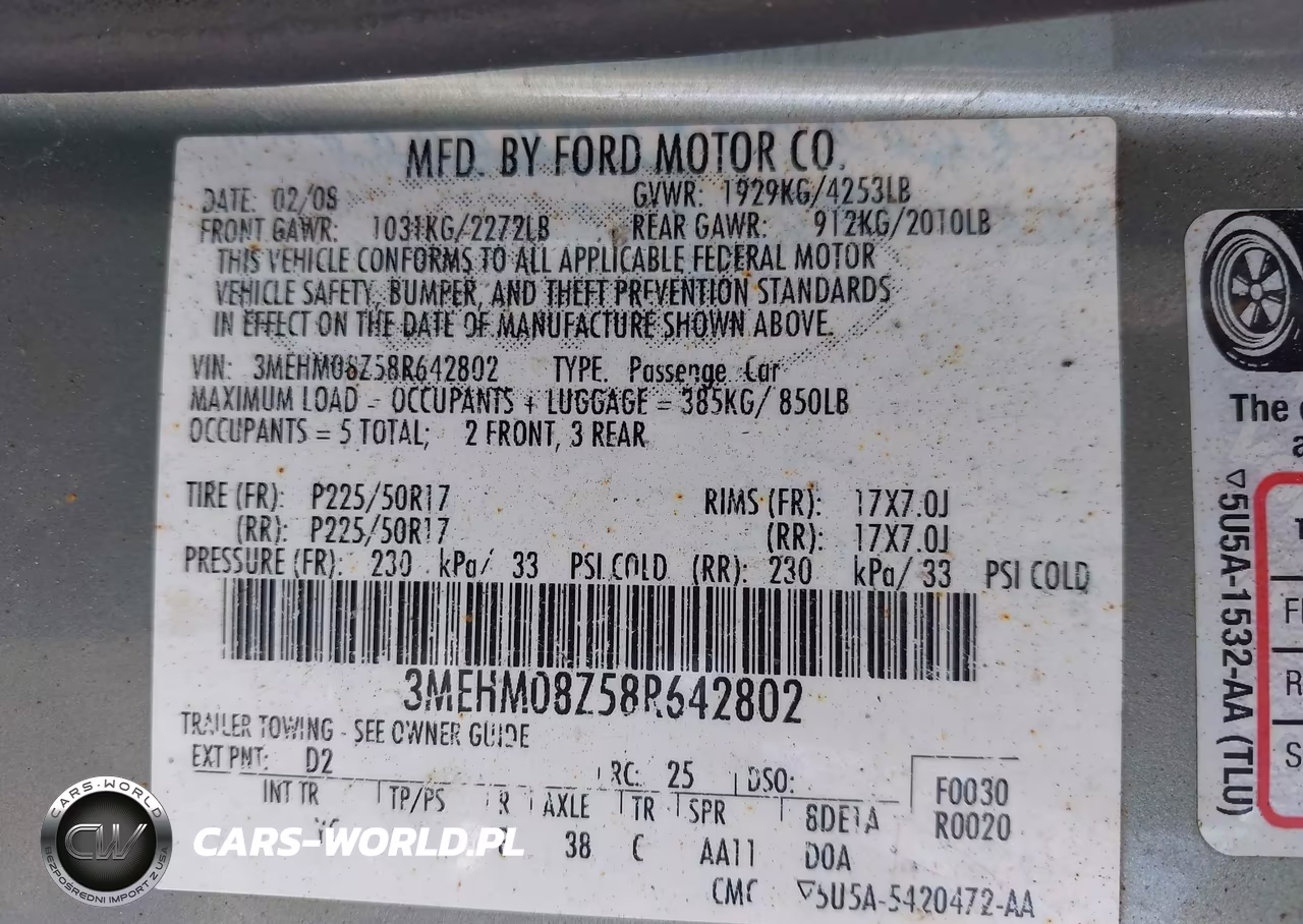 2008 Mercury Milan I4 Premier VIN:3MEHM08Z58R642802 - 9