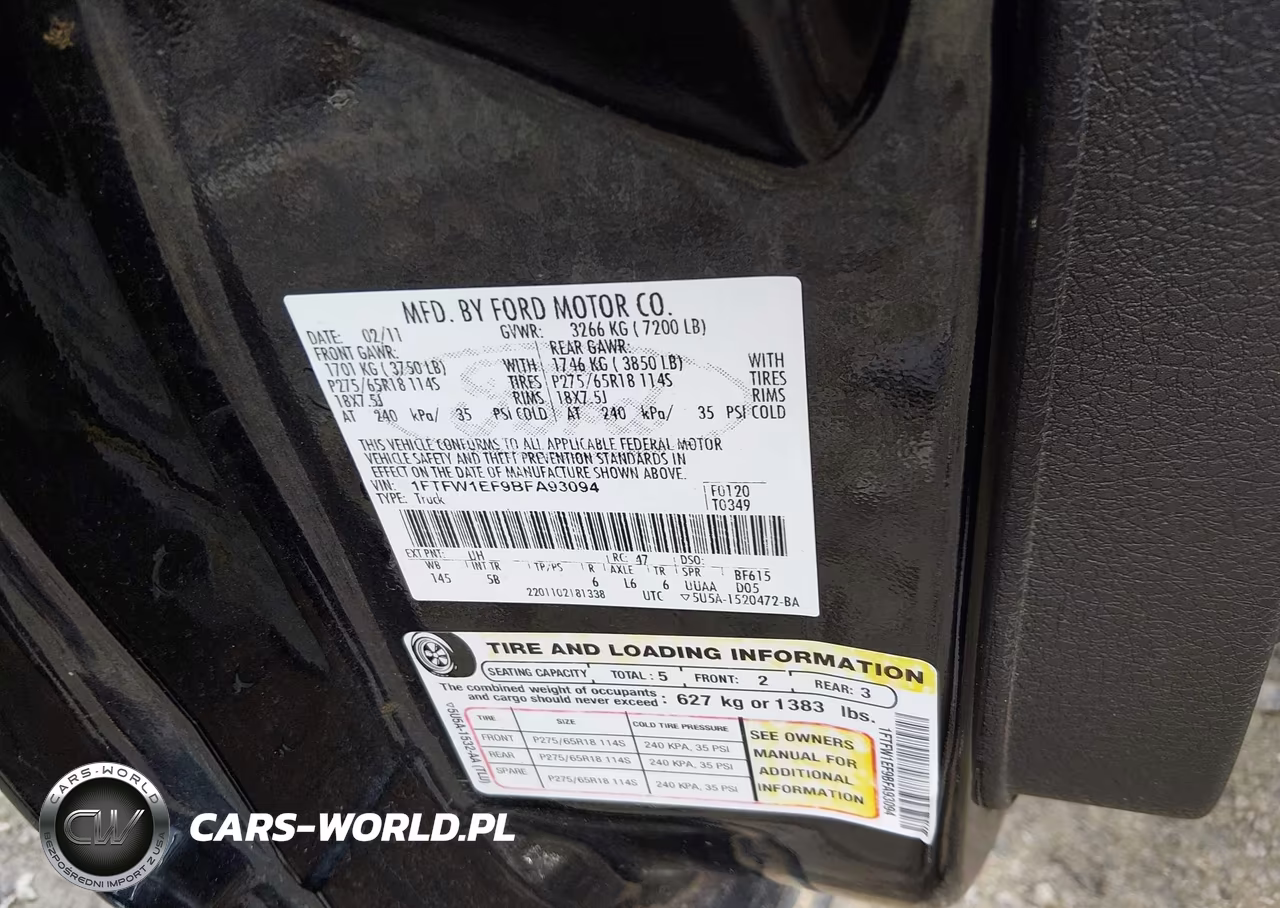 2011 Ford F-150 Fx4 VIN:1FTFW1EF9BFA93094 - 9