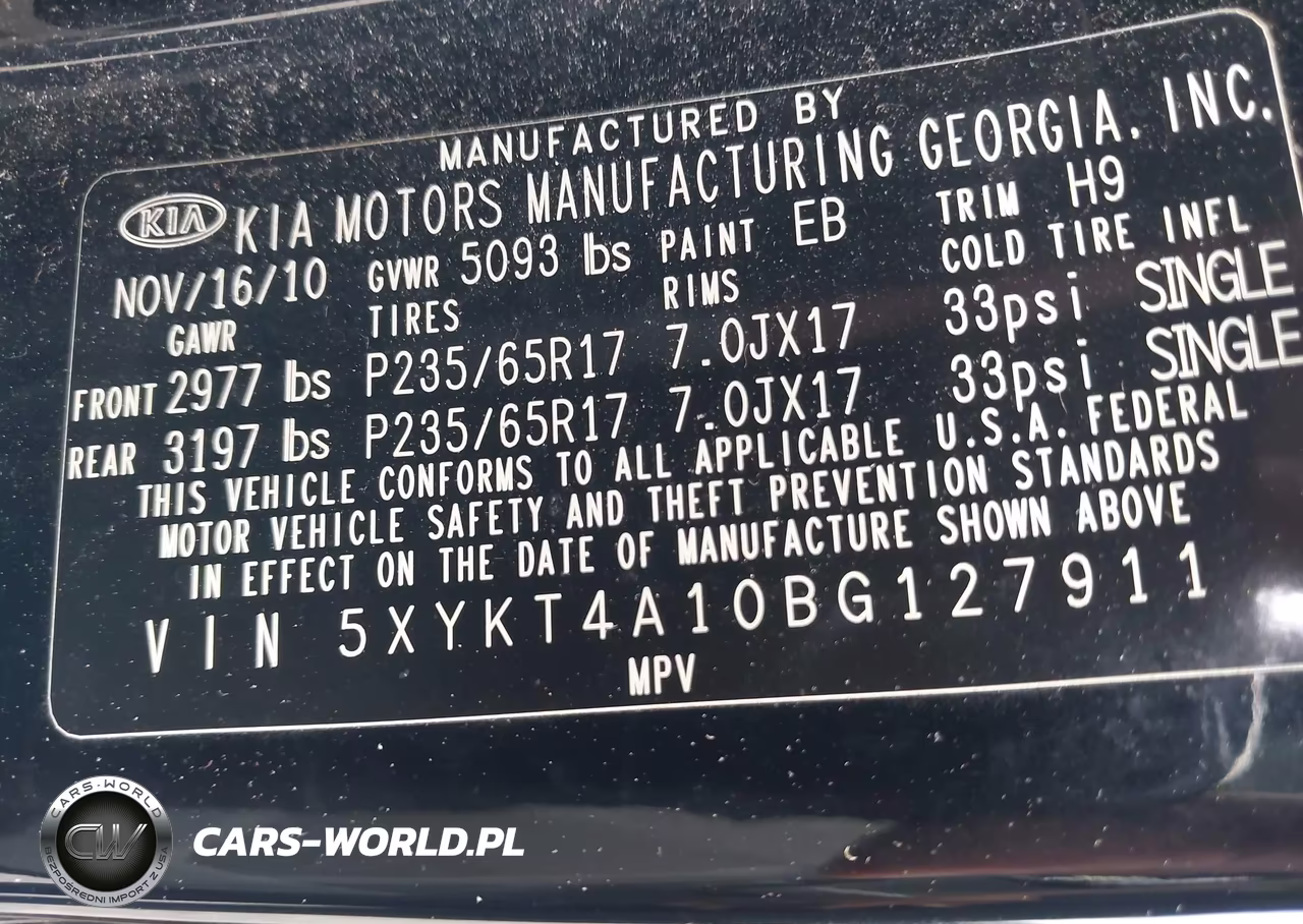 2011 Kia Sorento Lx VIN:5XYKT4A10BG127911 - 9