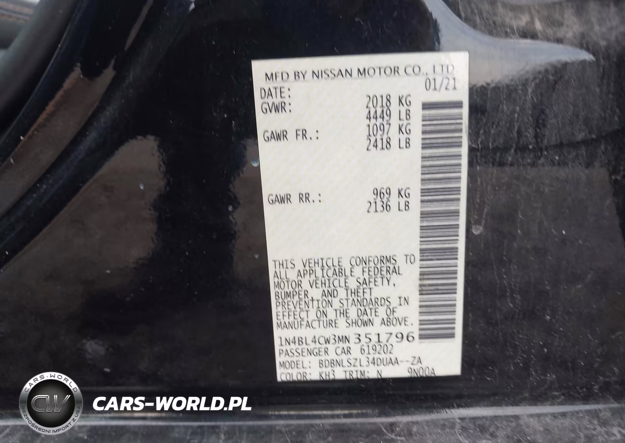 2021 Nissan Altima Sr Intelligent Awd VIN:1N4BL4CW3MN351796 - 9