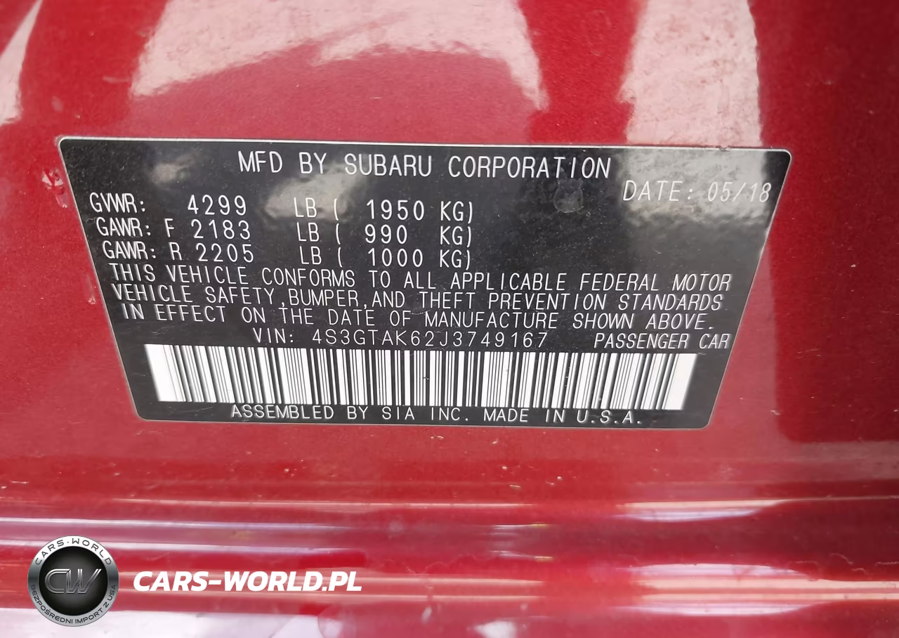 2018 Subaru Impreza 2.0I Sport VIN:4S3GTAK62J3749167 - 9