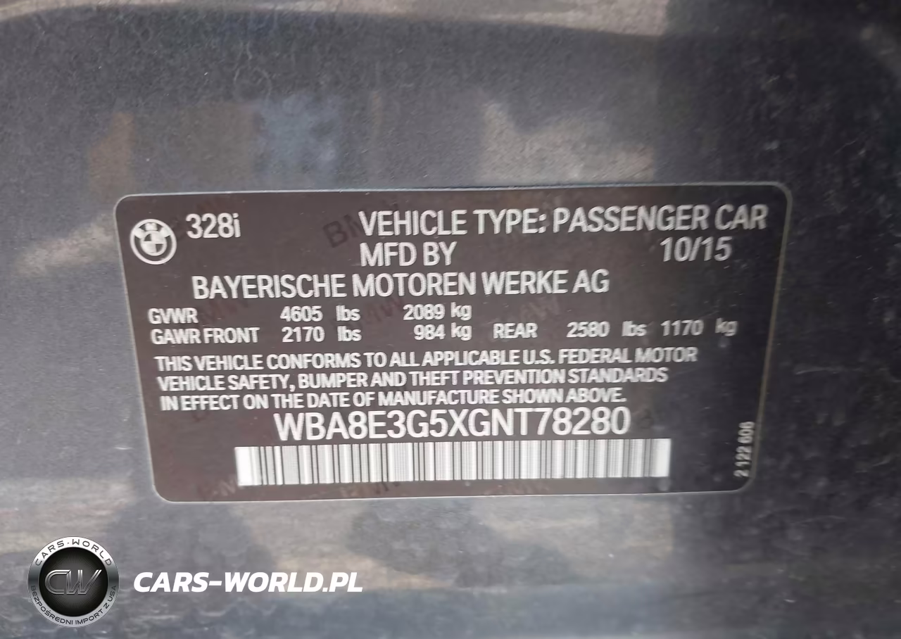 2016 BMW 328I xDrive VIN:WBA8E3G5XGNT78280 - 9
