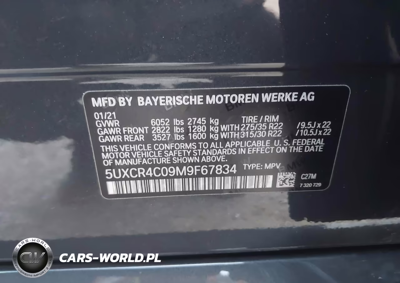 2021 BMW X5 Sdrive40I VIN:5UXCR4C09M9F67834 - 9