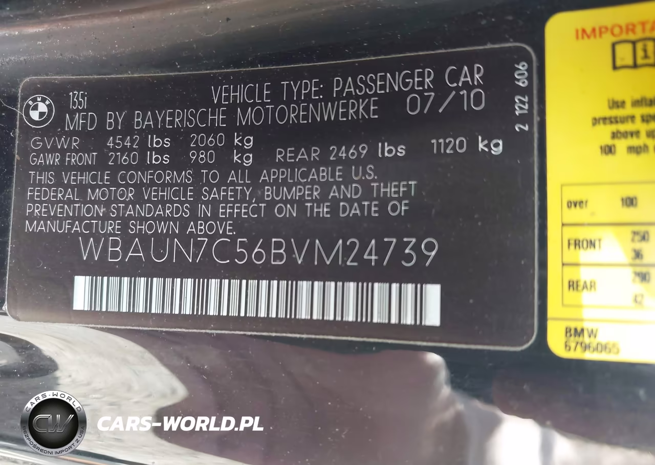 2011 BMW 135I VIN:WBAUN7C56BVM24739 - 9