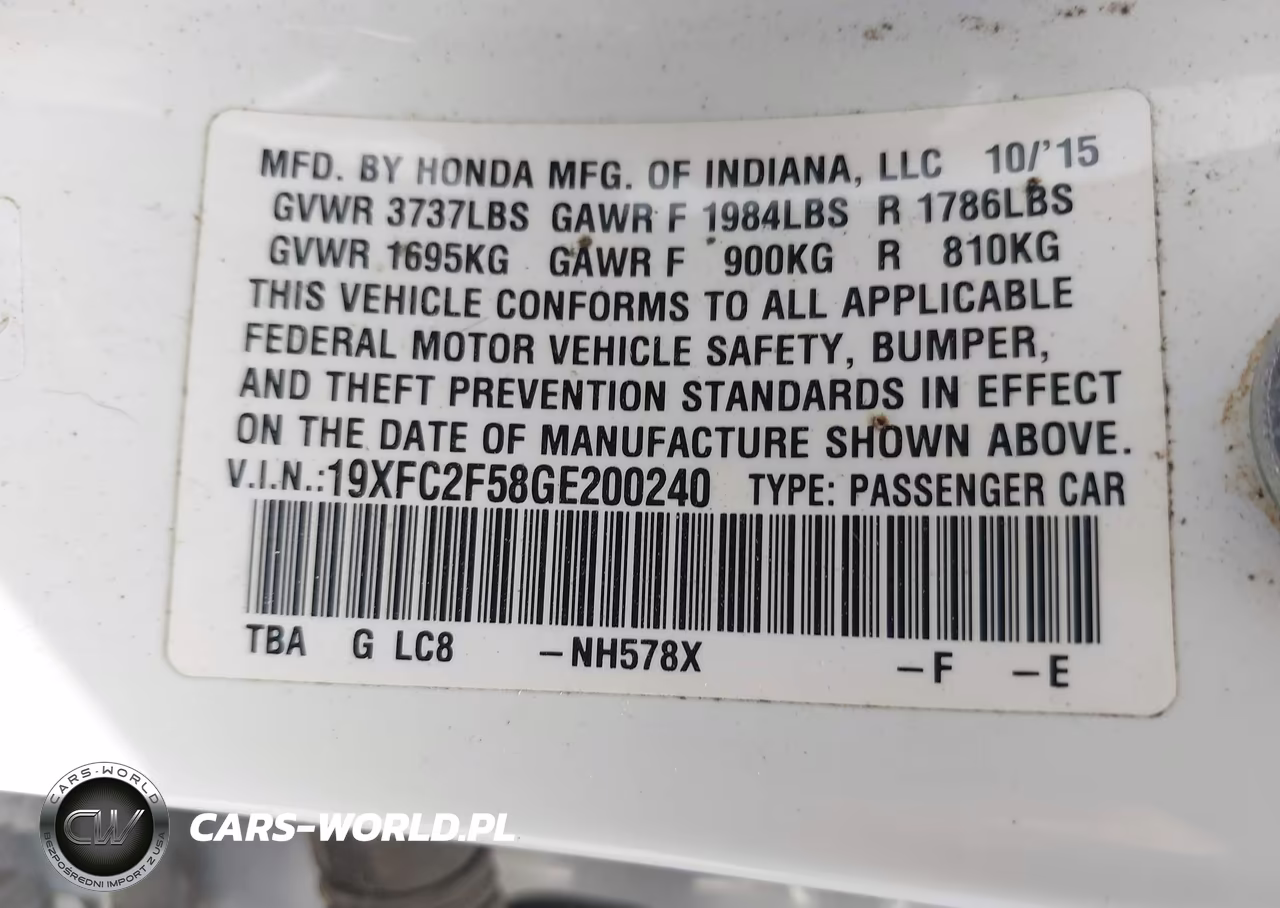2016 Honda Civic Lx VIN:19XFC2F58GE200240 - 9