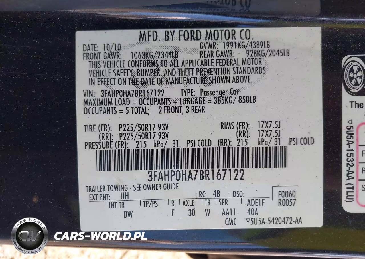 2011 Ford Fusion Se VIN:3FAHP0HA7BR167122 - 9