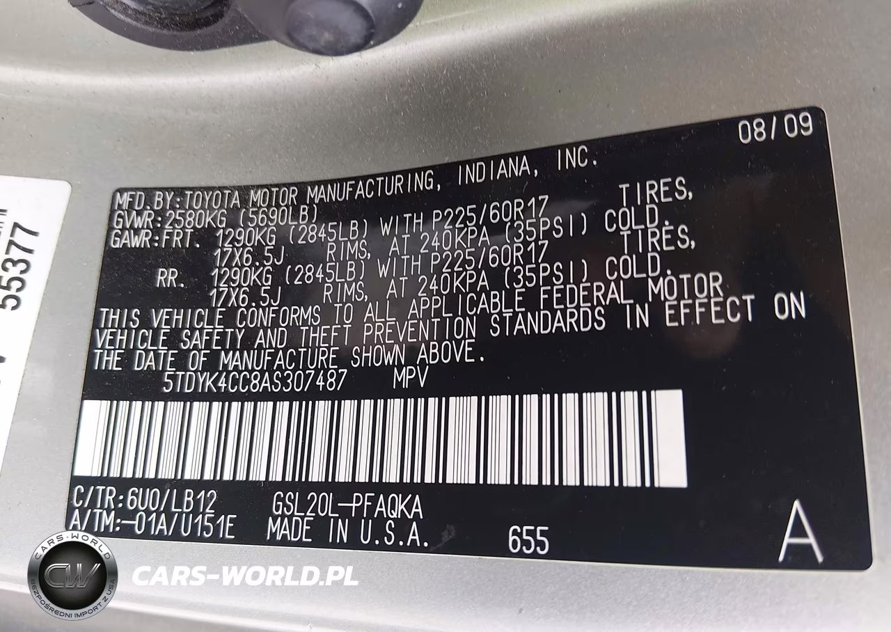 2010 Toyota Sienna Xle VIN:5TDYK4CC8AS307487 - 9