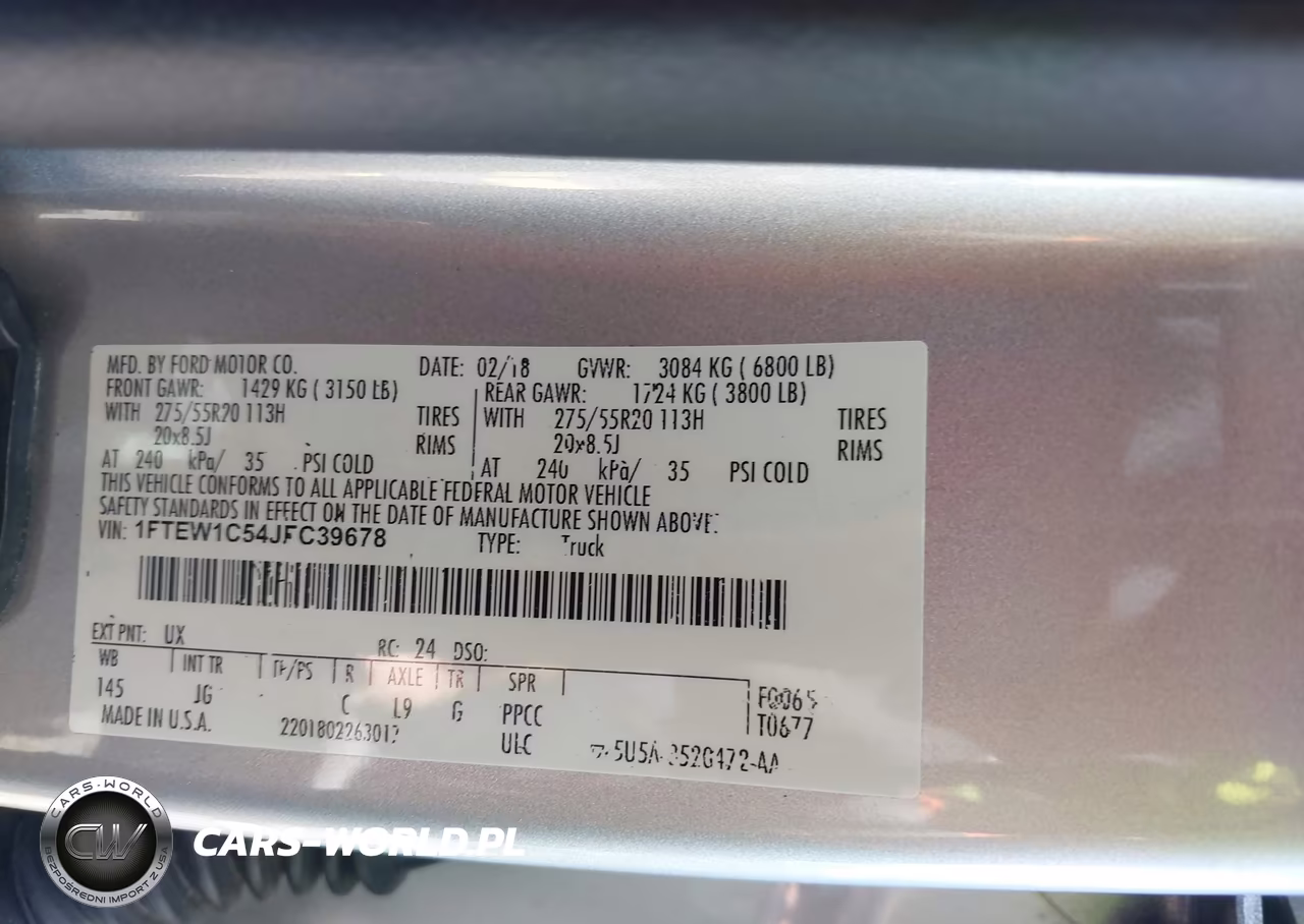 2018 Ford F-150 Xl VIN:1FTEW1C54JFC39678 - 9