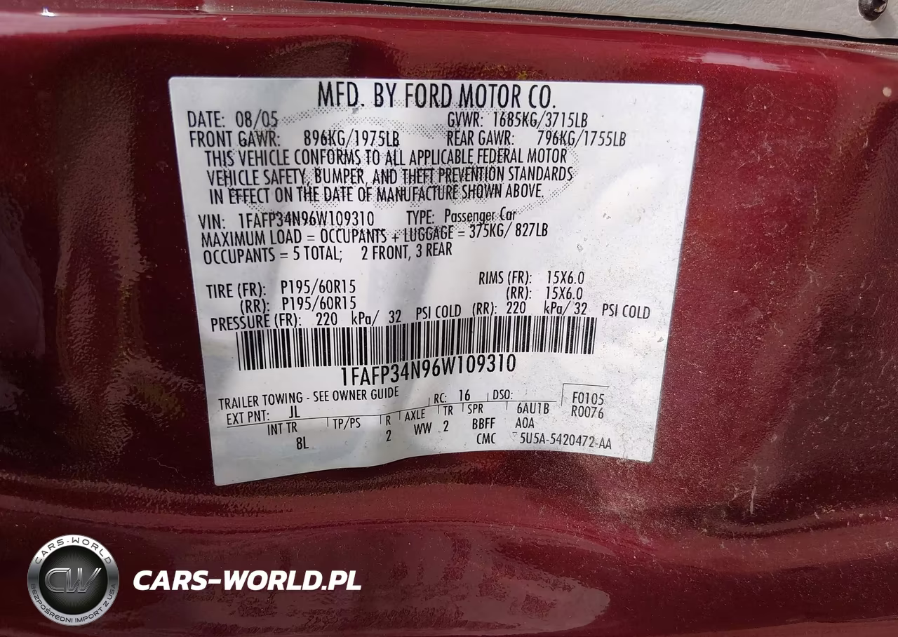 2006 Ford Focus Zx4 VIN:1FAFP34N96W109310 - 9