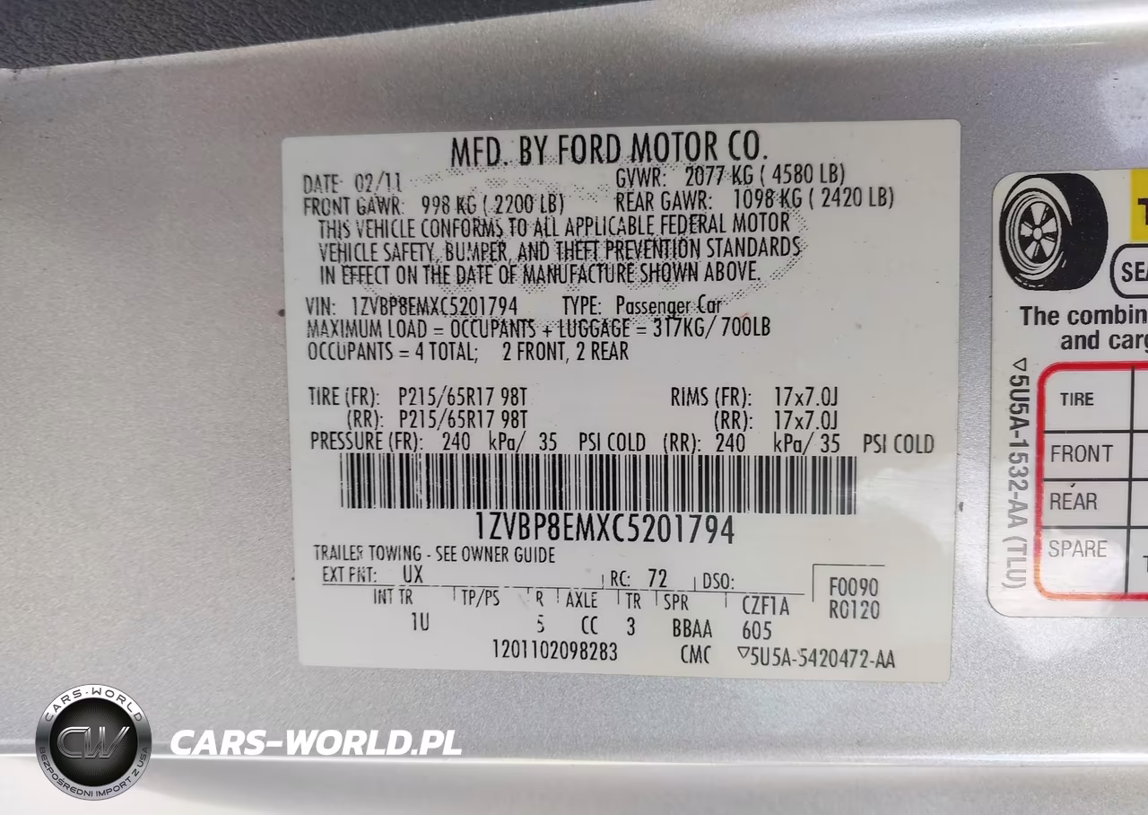 2012 Ford Mustang V6 VIN:1ZVBP8EMXC5201794 - 9
