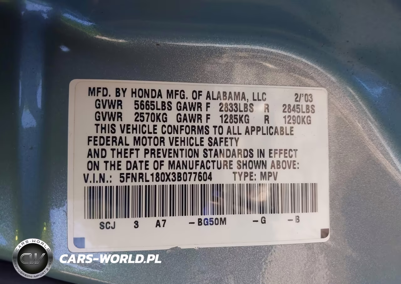 2003 Honda Odyssey Ex-L VIN:5FNRL180X3B077604 - 9