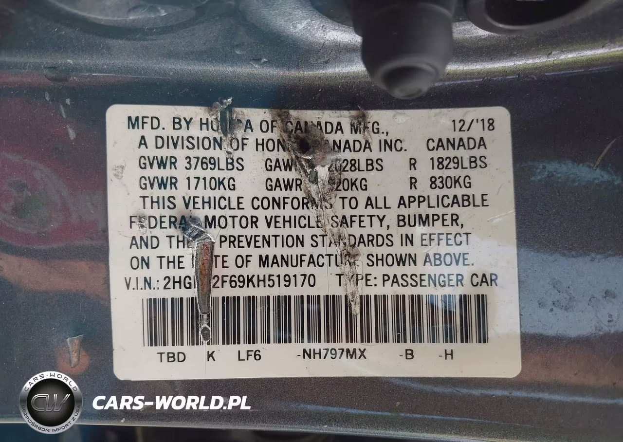 2019 Honda Civic Lx VIN:2HGFC2F69KH519170 - 9