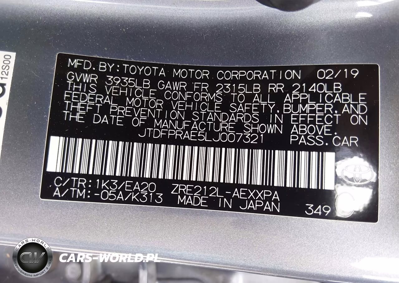 2020 Toyota Corolla Xle VIN:JTDFPRAE5LJ007321 - 9