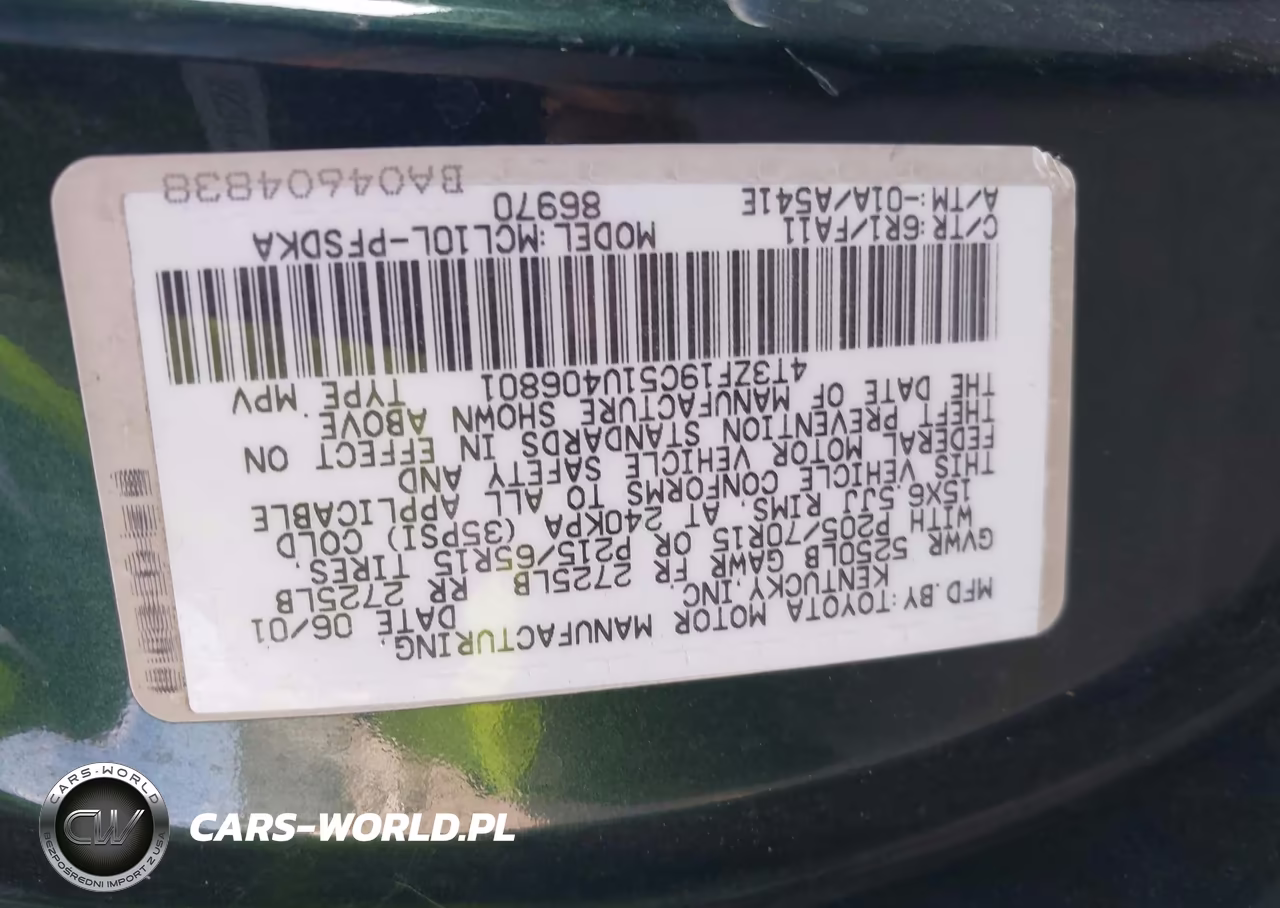 2001 Toyota Sienna Ce VIN:4T3ZF19C51U406801 - 9