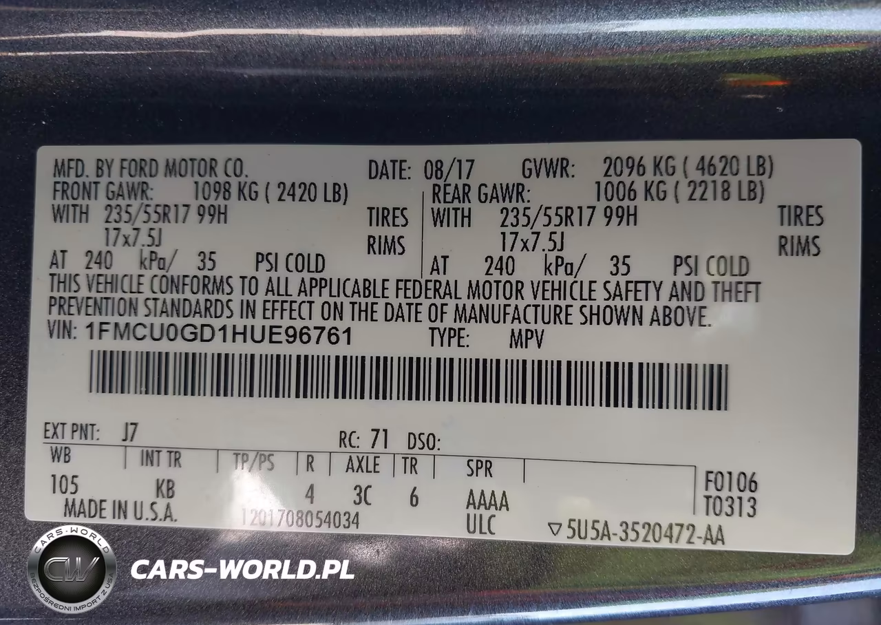 2017 Ford Escape Se VIN:1FMCU0GD1HUE96761 - 9