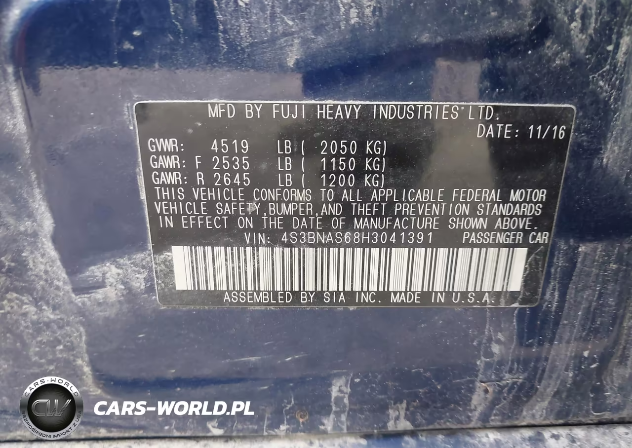 2017 Subaru Legacy 2.5I Sport VIN:4S3BNAS68H3041391 - 9