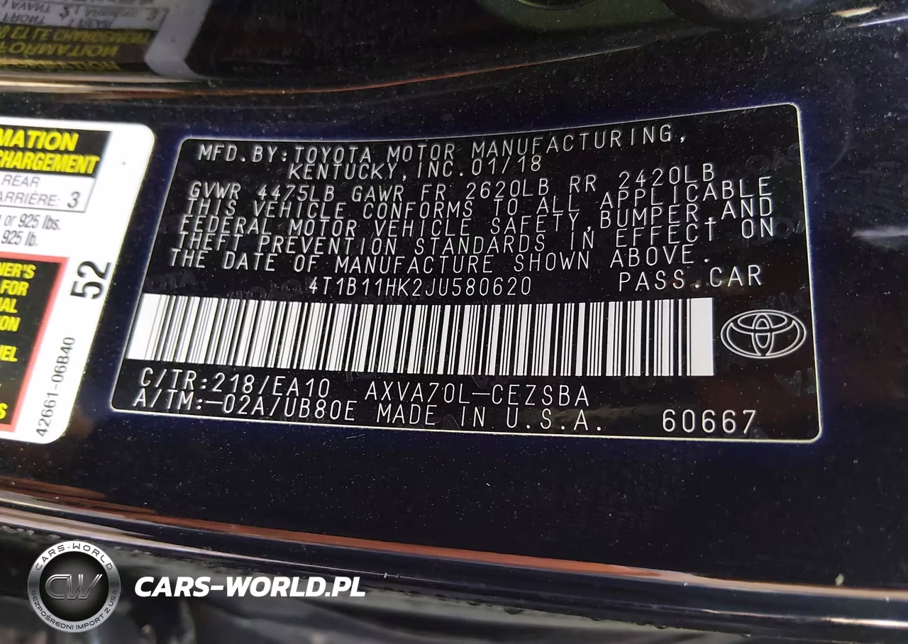 2018 Toyota Camry Se VIN:4T1B11HK2JU580620 - 9