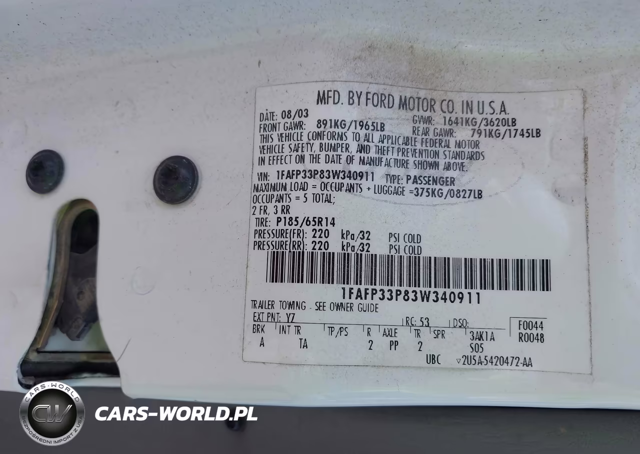 2003 Ford Focus Lx VIN:1FAFP33P83W340911 - 9