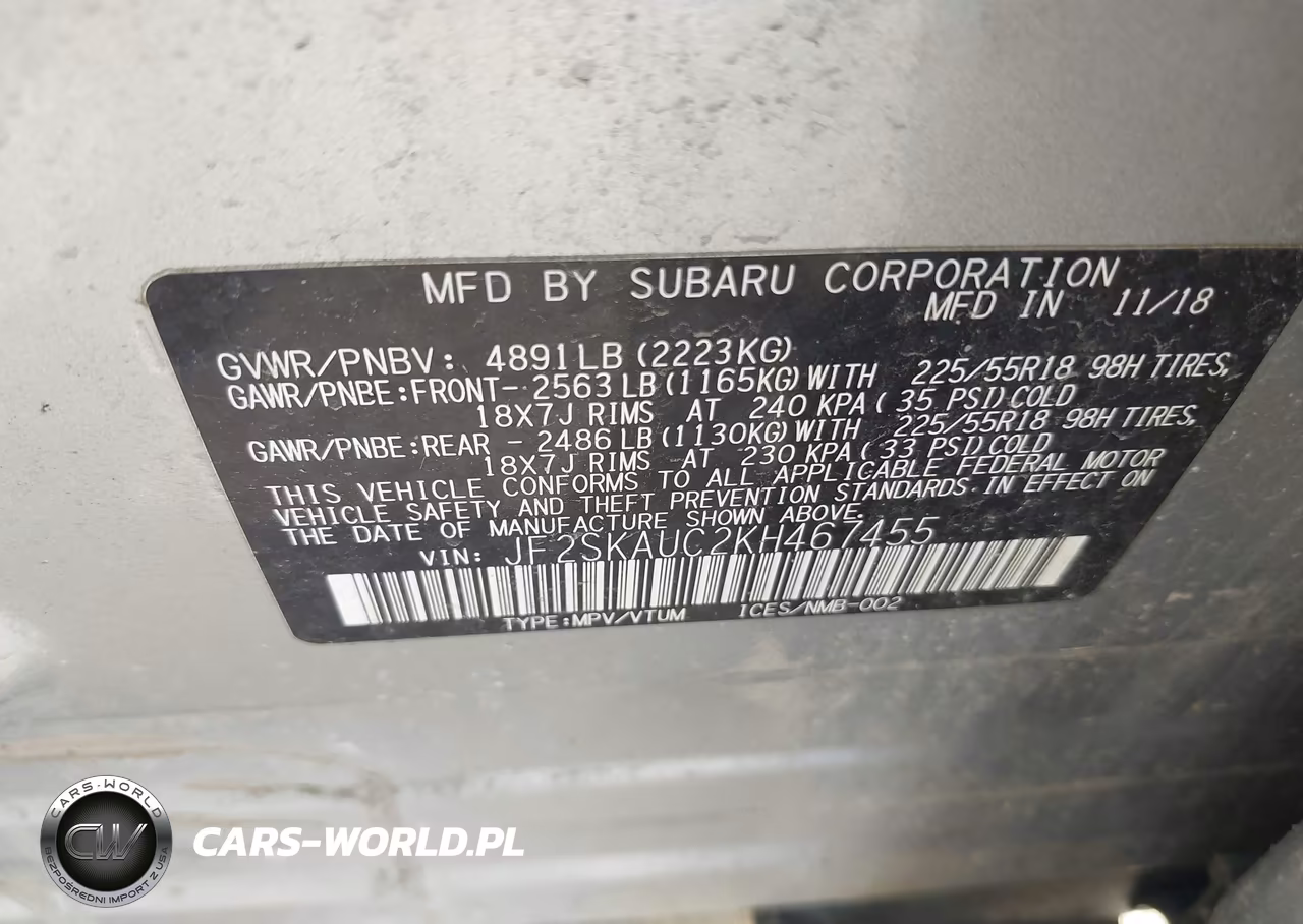 2019 Subaru Forester Limited VIN:JF2SKAUC2KH467455 - 9