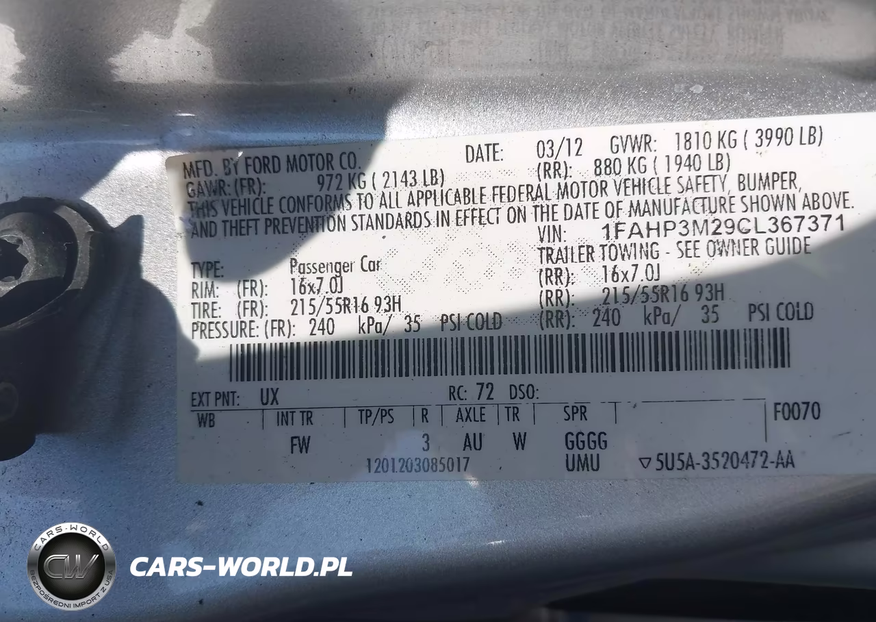 2012 Ford Focus Sel VIN:1FAHP3M29CL367371 - 9