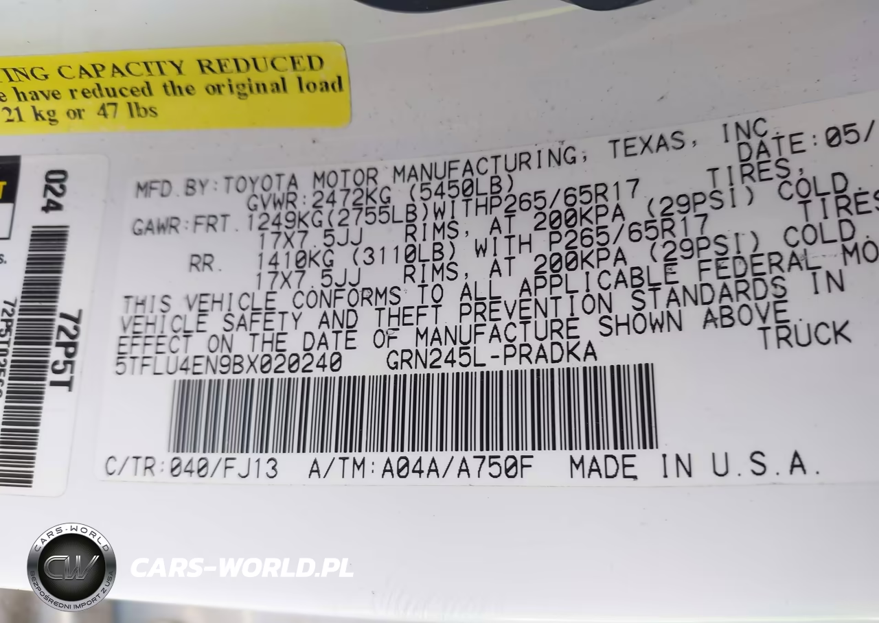 2011 Toyota Tacoma Base V6 VIN:5TFLU4EN9BX020240 - 9