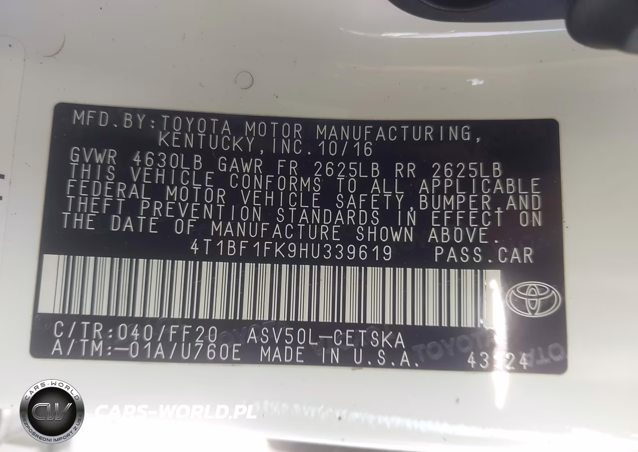2017 Toyota Camry Se VIN:4T1BF1FK9HU339619 - 9