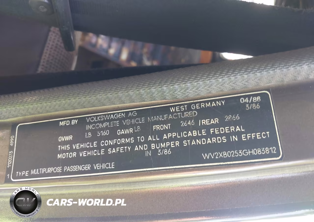 1986 Volkswagen Vanagon Kombi VIN:WV2XB0253GH083812 - 9
