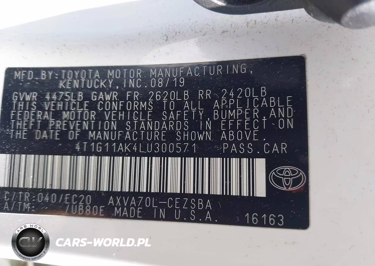 2020 Toyota Camry Se Nightshade Edition VIN:4T1G11AK4LU300571 - 9