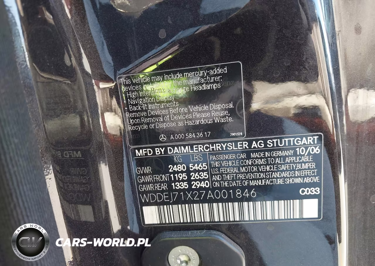 2007 Mercedes-Benz Cl 550 VIN:WDDEJ71X27A001846 - 9