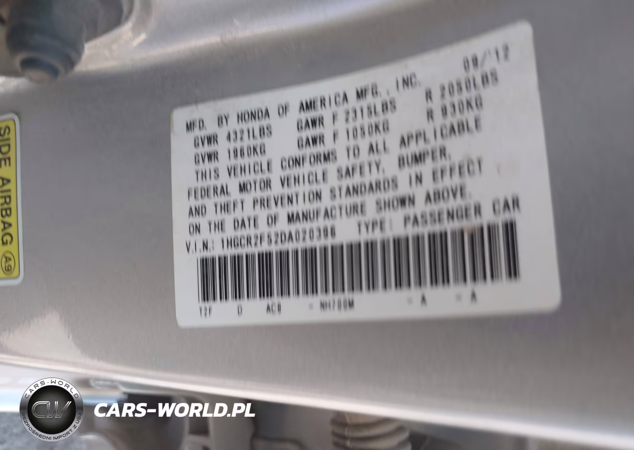 2013 Honda Accord Sport VIN:1HGCR2F52DA020396 - 9