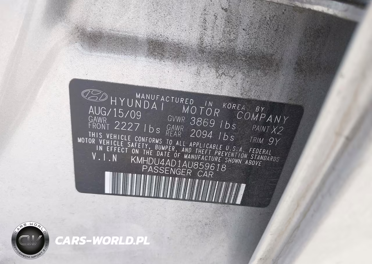 2010 Hyundai Elantra Gls VIN:KMHDU4AD1AU859618 - 9