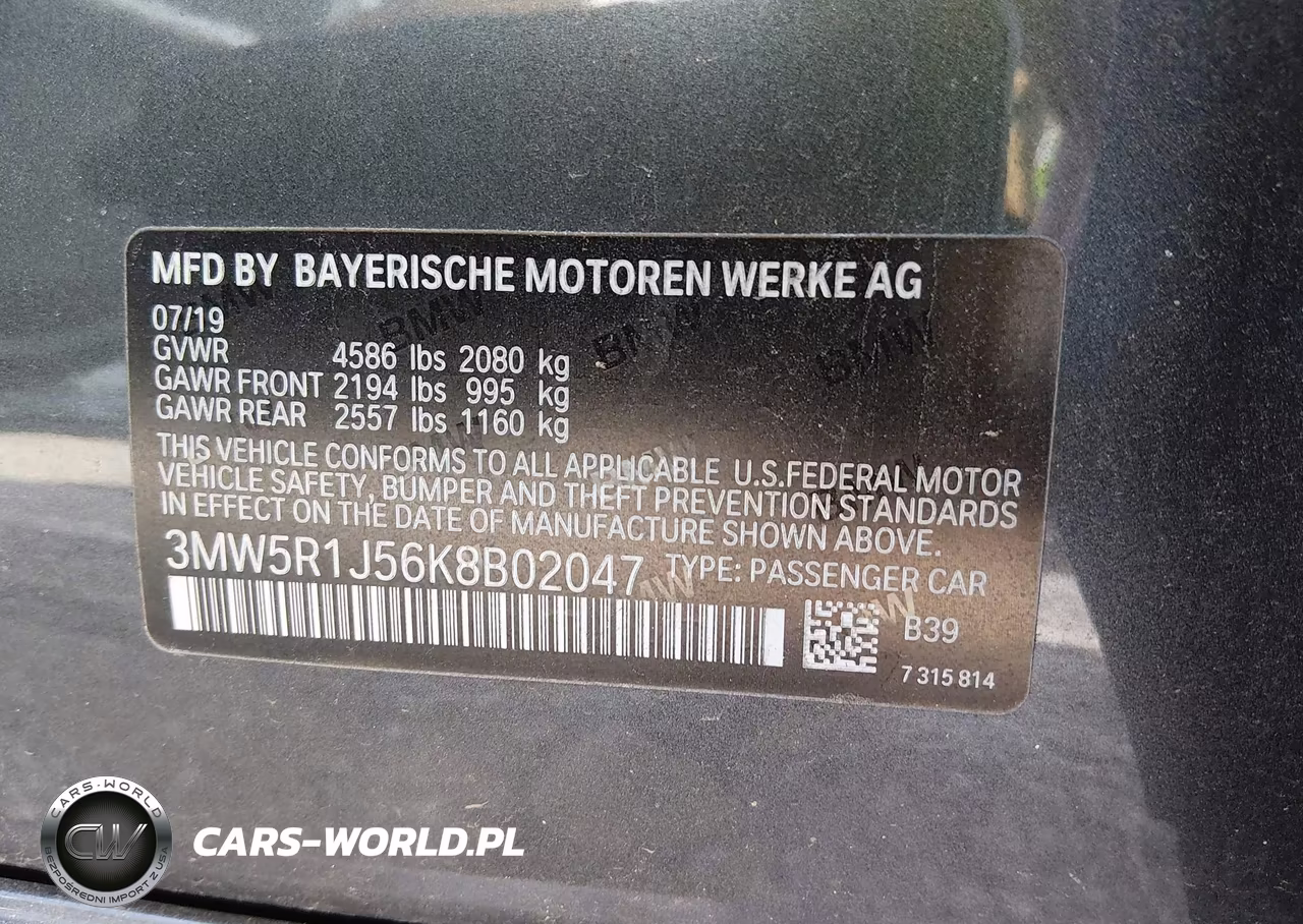 2019 BMW 330I VIN:3MW5R1J56K8B02047 - 9