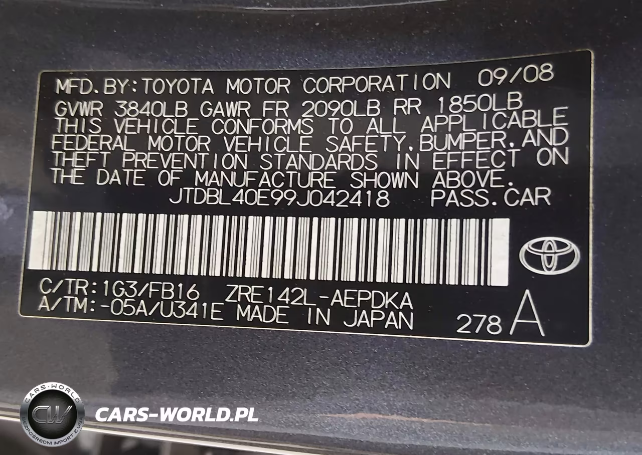 2009 Toyota Corolla Le VIN:JTDBL40E99J042418 - 9