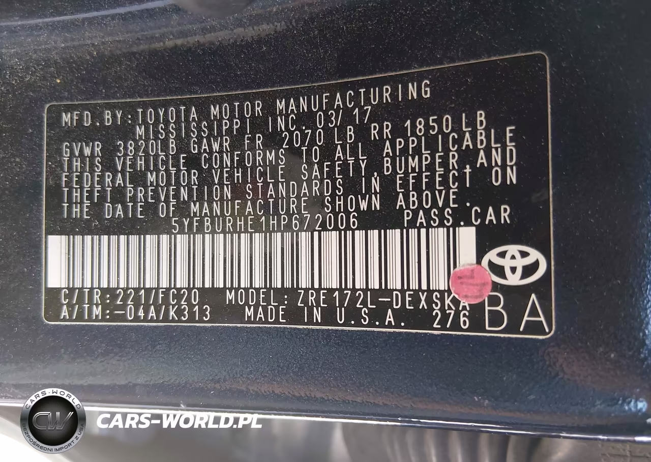 2017 Toyota Corolla Se VIN:5YFBURHE1HP672006 - 9
