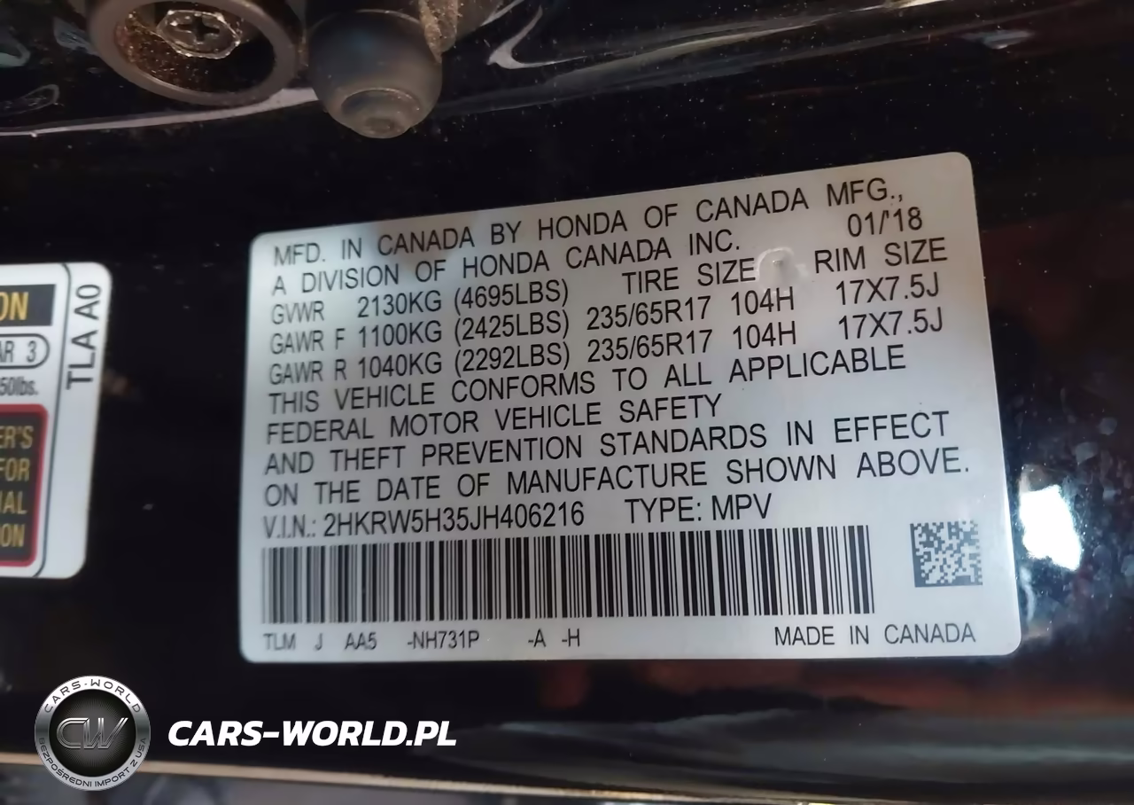 2018 Honda Cr-V Lx VIN:2HKRW5H35JH406216 - 9