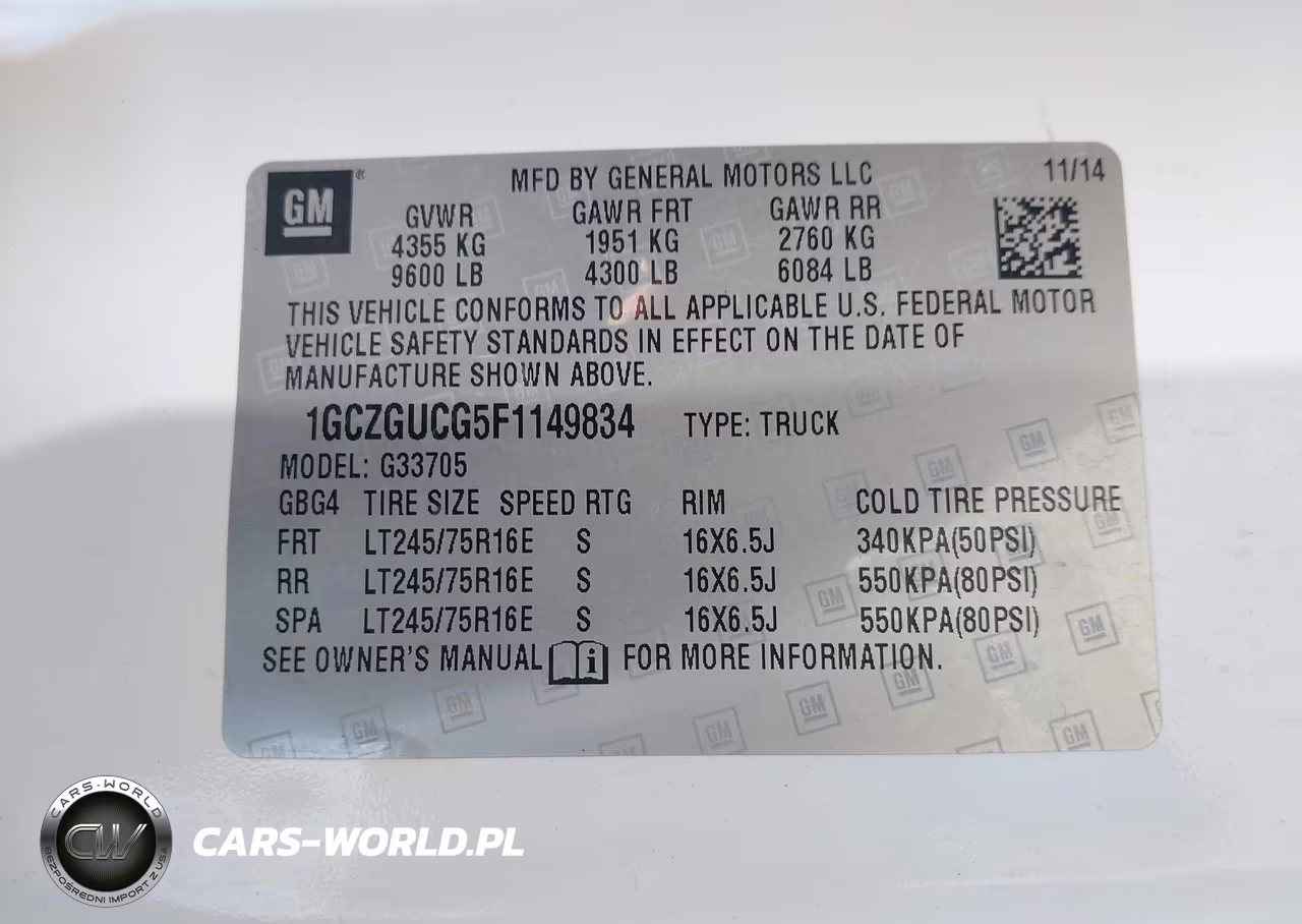 2015 Chevrolet Express 3500 Work Van VIN:1GCZGUCG5F1149834 - 9