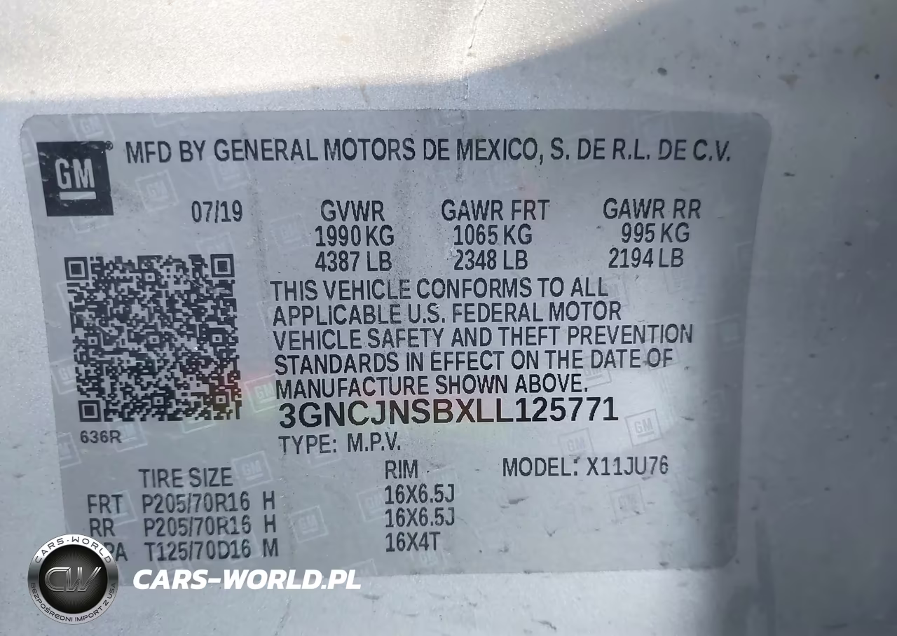 2020 Chevrolet Trax Awd Ls VIN:3GNCJNSBXLL125771 - 9