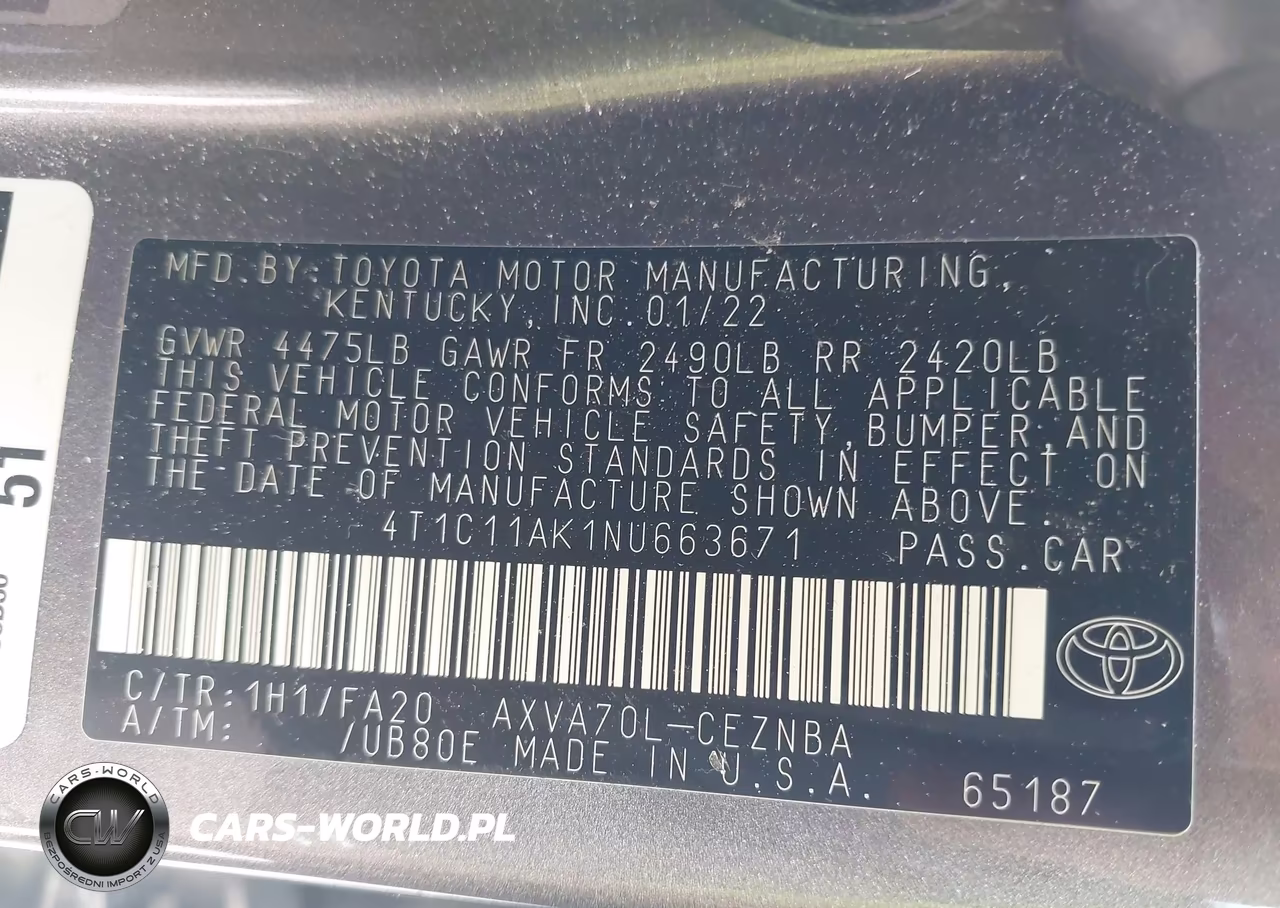 2022 Toyota Camry Le VIN:4T1C11AK1NU663671 - 9