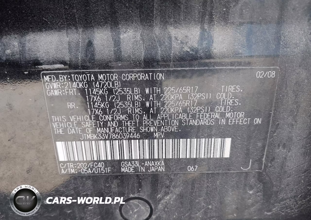 2008 Toyota Rav4 Base V6 VIN:JTMBK33V786039446 - 9